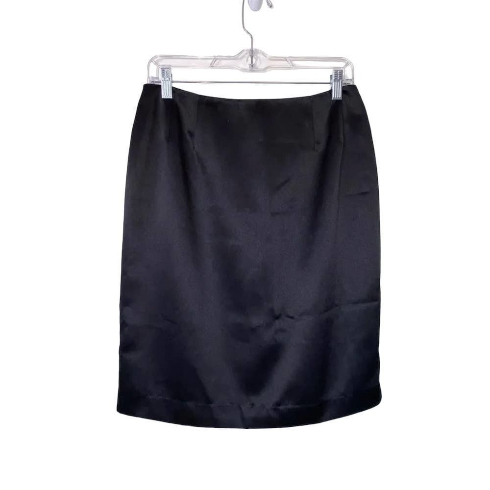 En Avance Skirt Women Size 14 Black Satin A-Line !
